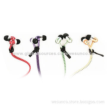 Metal Zipper Earphones with Mic or Volume Control or No these, Many Colors, FM Direct, SZ FactoryNew